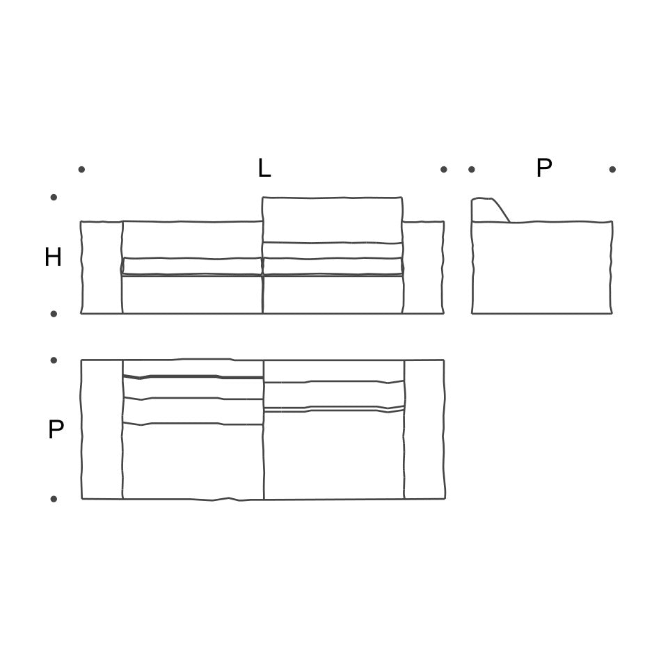 UP - Fabric sofa Saba Italia - Sofa 260 도면 (W260×D100×H83)