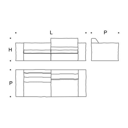UP - Fabric sofa Saba Italia - Sofa 260 도면 (W260×D100×H83)