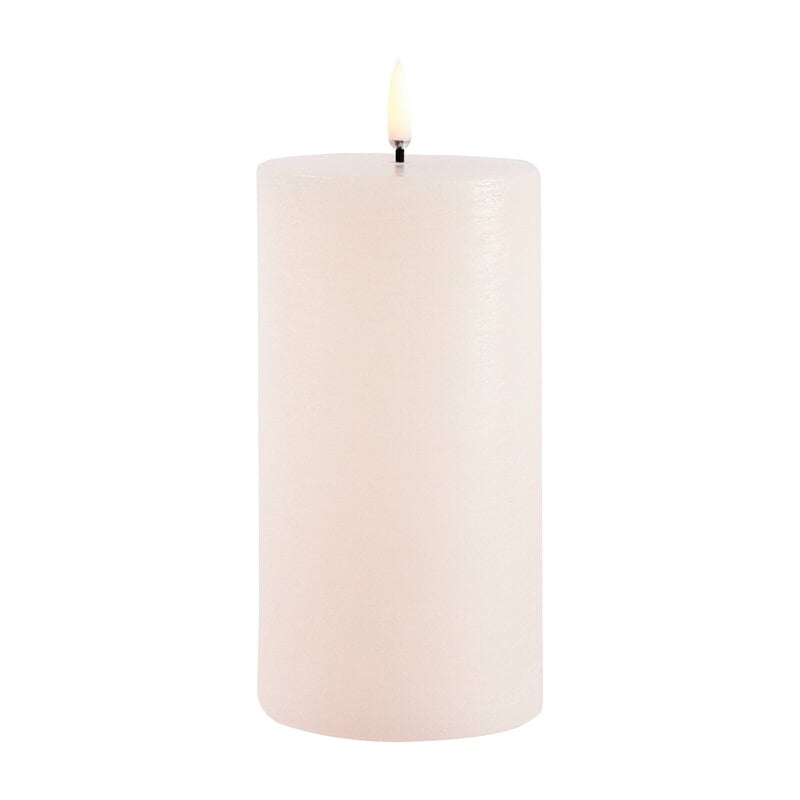 LED pillar candle by Uyuni Lighting #7,8 x 15 cm, rustic texture, vanilla #