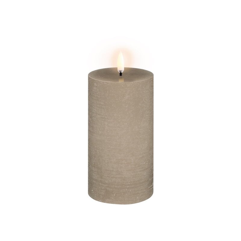 LED pillar candle by Uyuni Lighting #7,8 x 15 cm, rustic texture, sandstone #