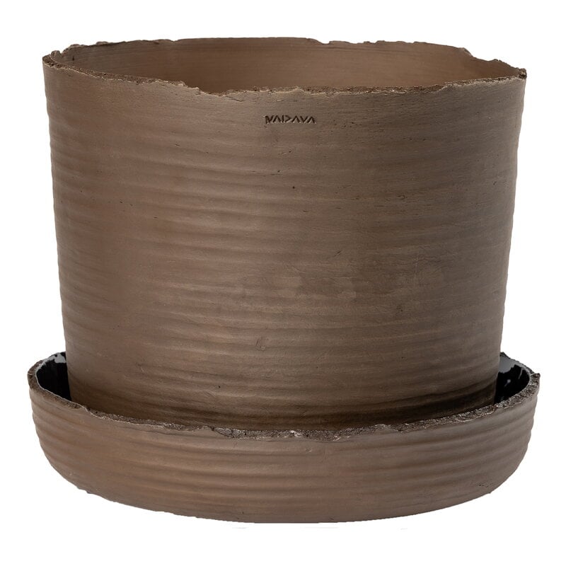 Soil pot with saucer by Vaidava Ceramics #XXL, brown #