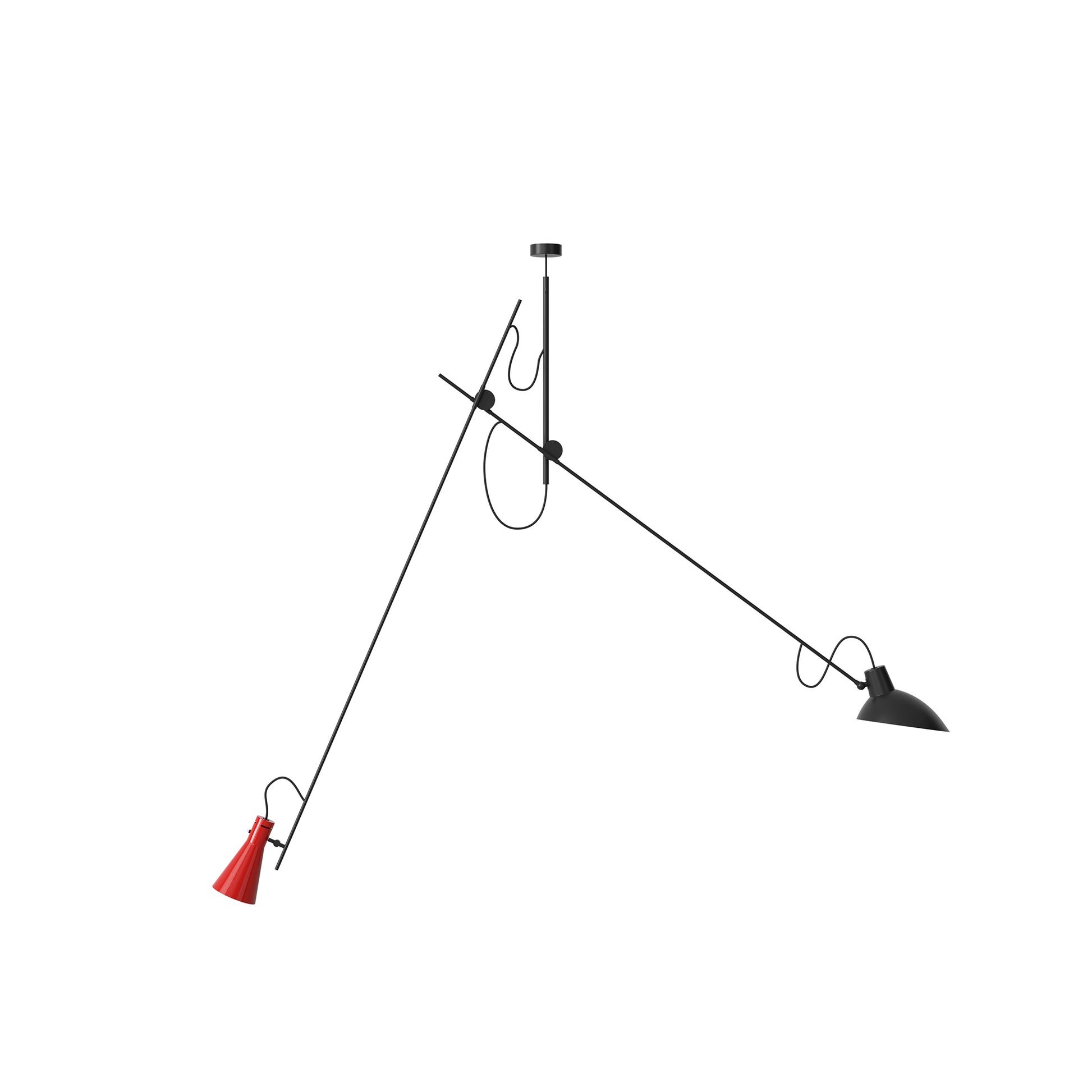 Suspension Lamp VV Cinquanta by Astep #Black Structure / Black and Red Reflectors