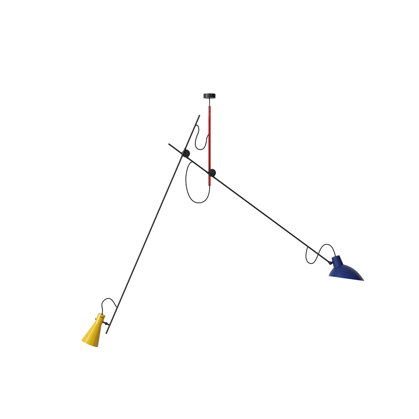 Suspension Lamp VV Cinquanta by Astep #Mondrian Structure / Blue and Yellow Reflectors