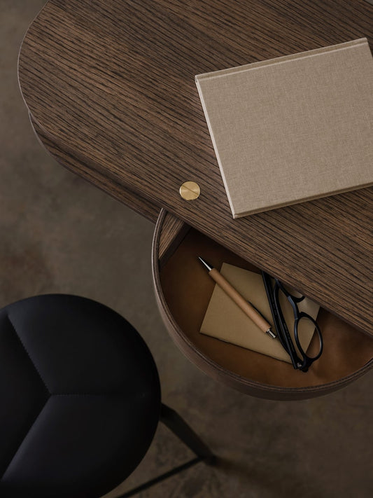 Valet wall console, smoked oak