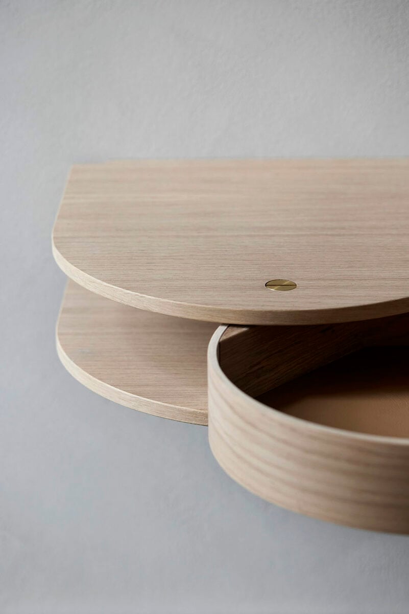 Valet wall drawer, small, light oak
