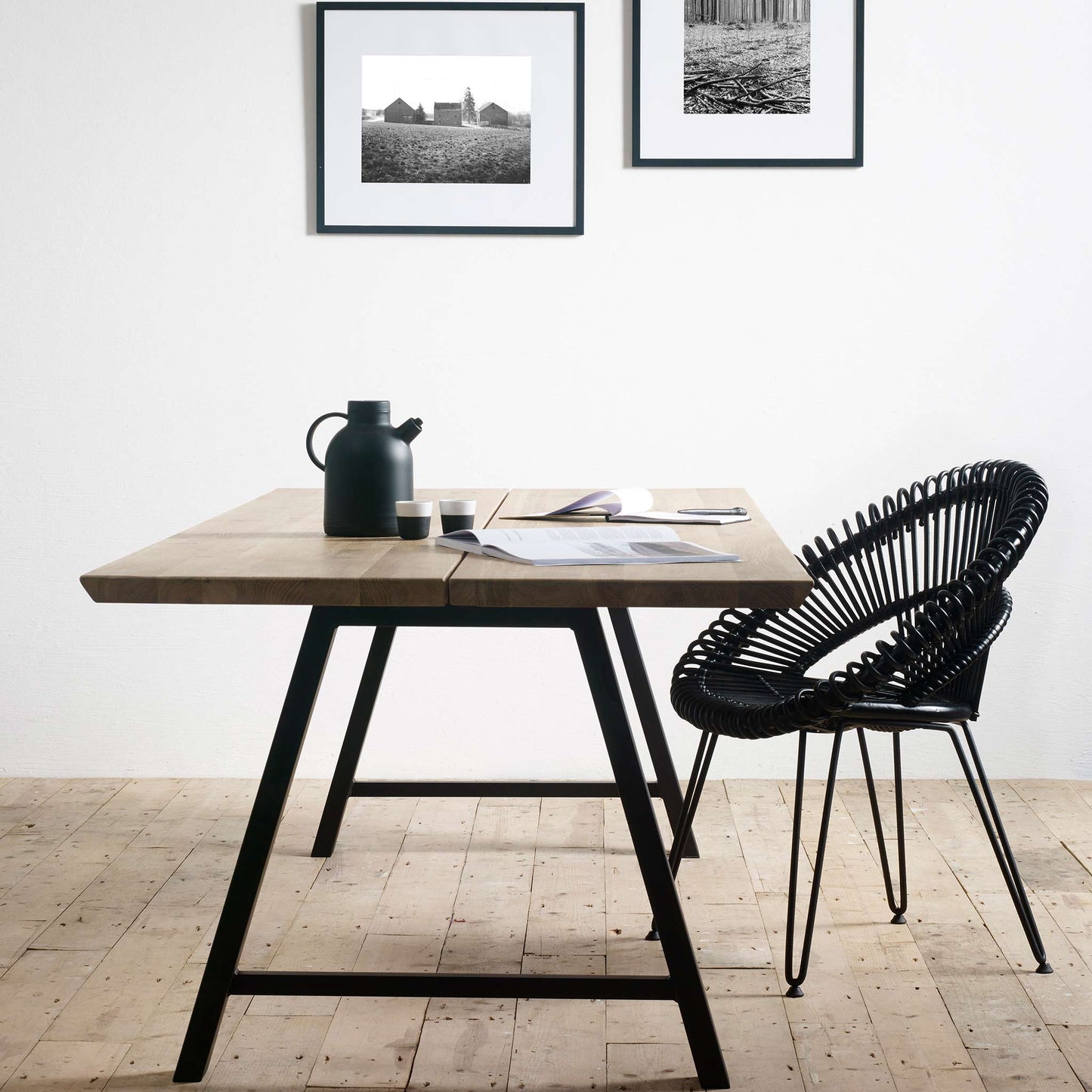 Rectangular Steel And Wood Table Albert A Base by Vincent Sheppard