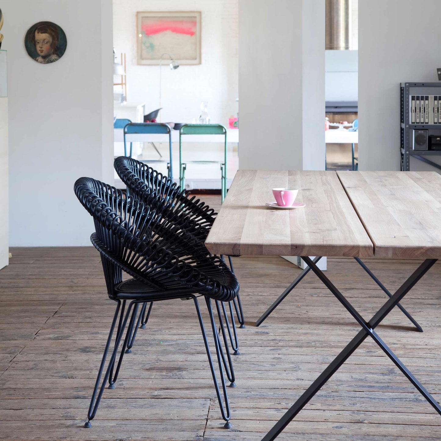 Rectangular Steel And Wood Table Albert X Base by Vincent Sheppard