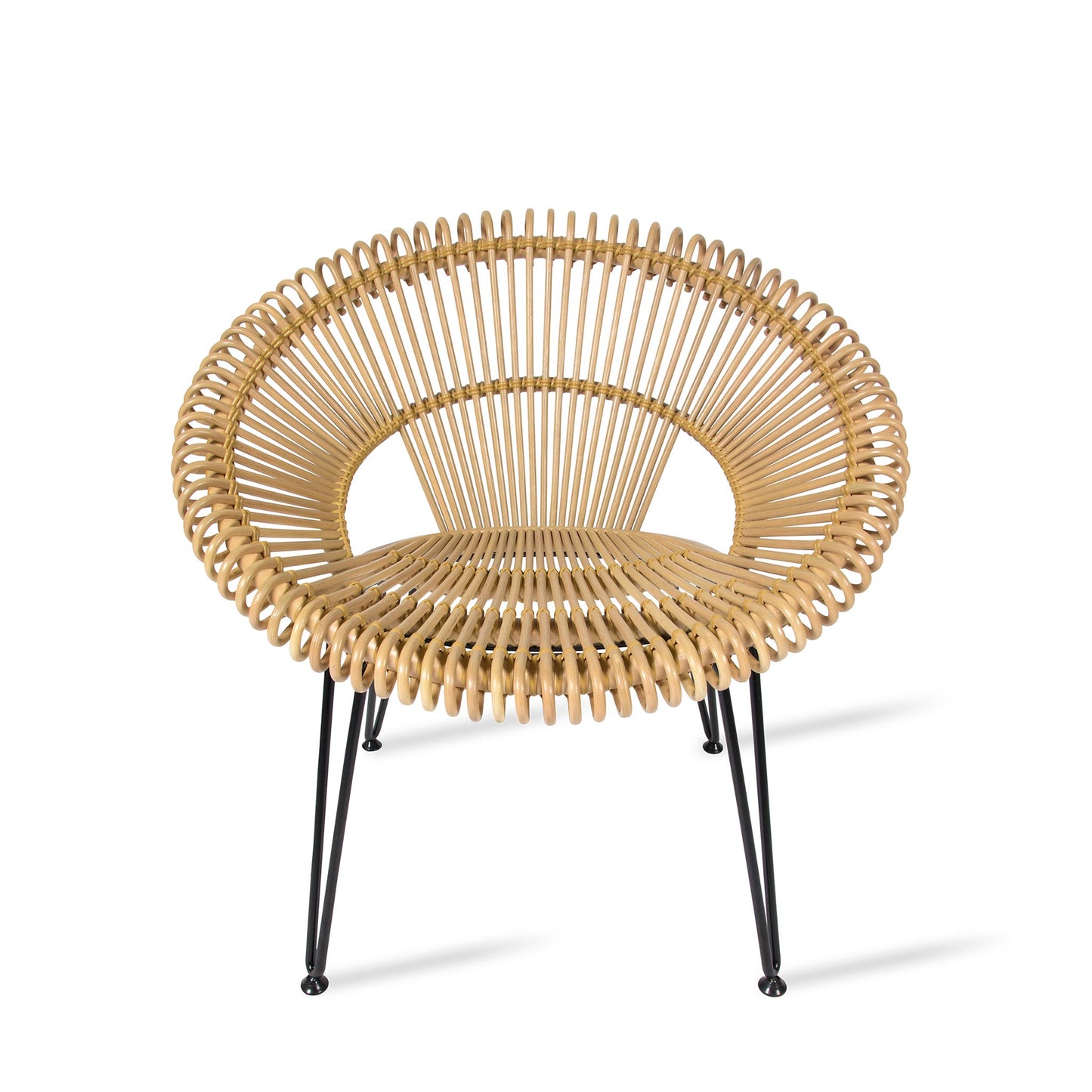 Rattan Easy Chair With Armrests Cruz by Vincent Sheppard #Natural Rattan / Black Steel