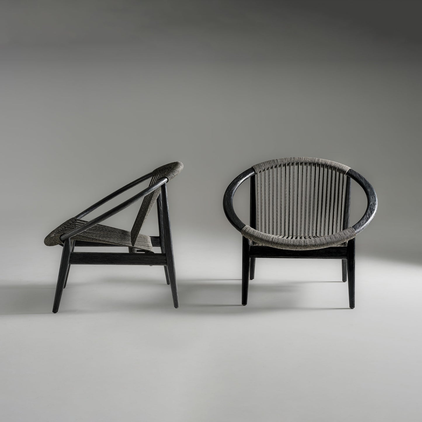 Rope Easy Chair With Armrests Frida by Vincent Sheppard #Brushed teak black / onyx