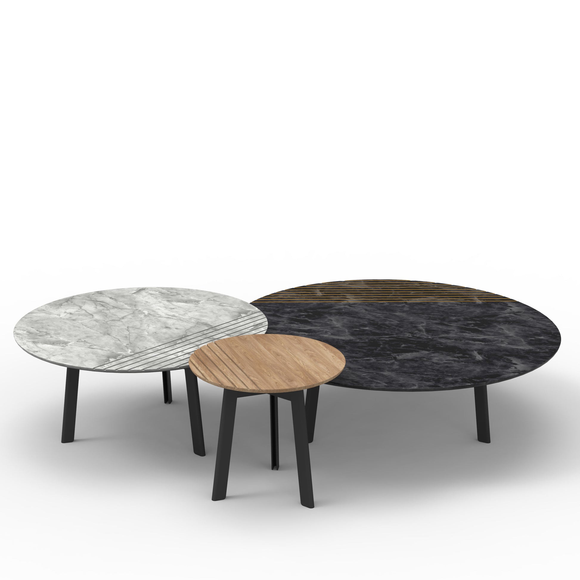 Round Coffee Table Groove by Vincent Sheppard #Ø96 x H30 / Carrara marble / Black