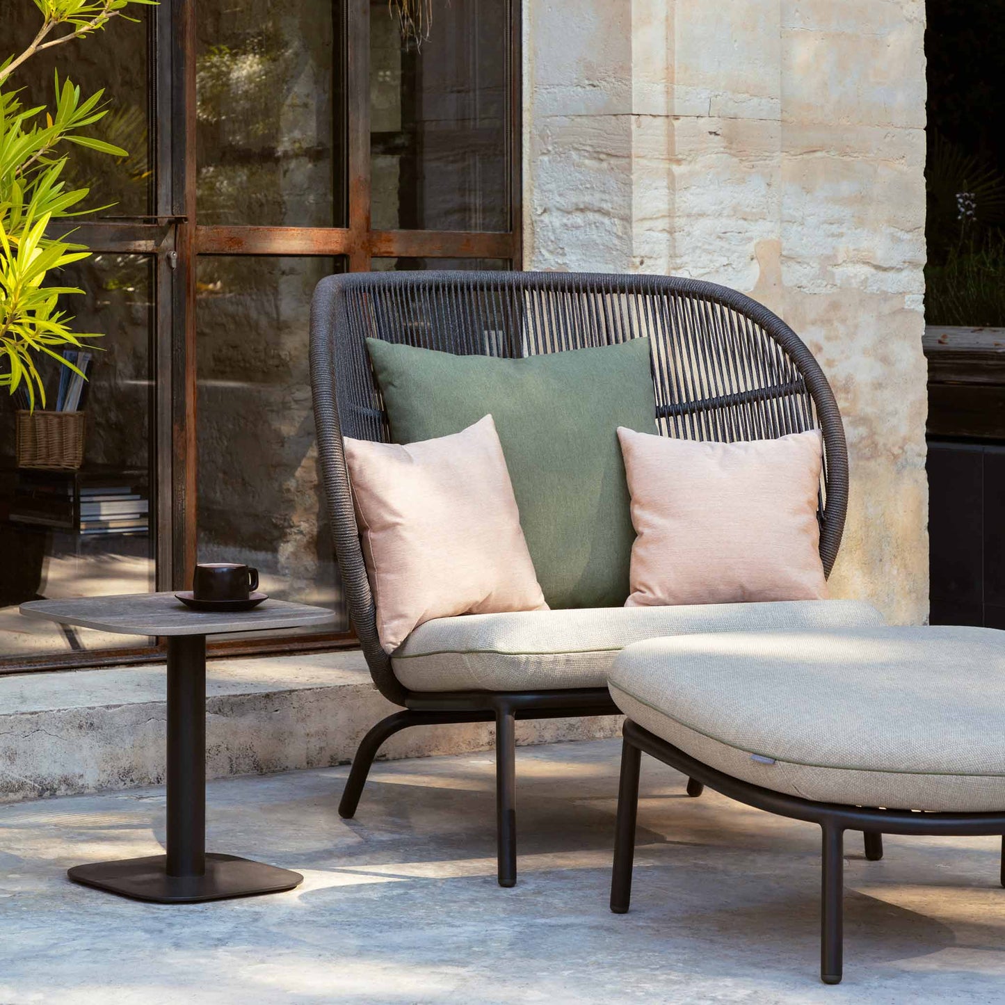 Rectangular Fabric Garden Footstool Kodo by Vincent Sheppard #FOSSIL GREY