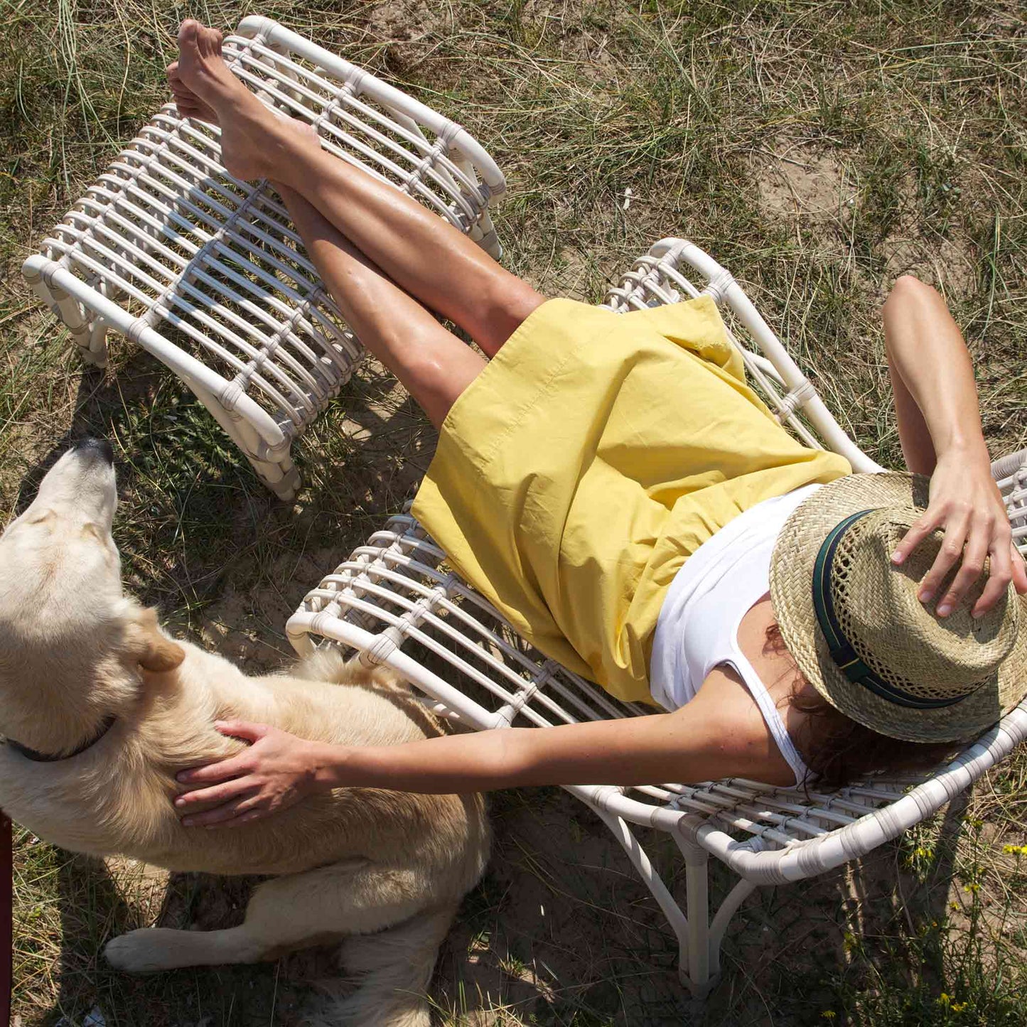 Rectangular Wicker Garden Footstool Lucy by Vincent Sheppard