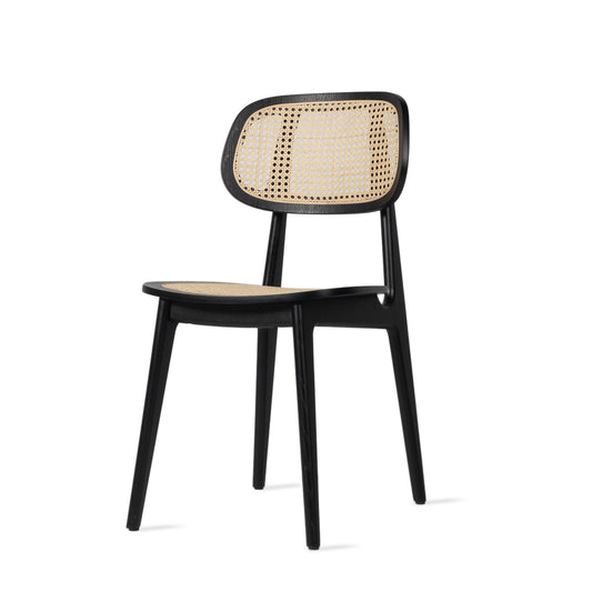 wooden dining chair with Woven Cane seat Titus by Vincent Sheppard #Black stained oak