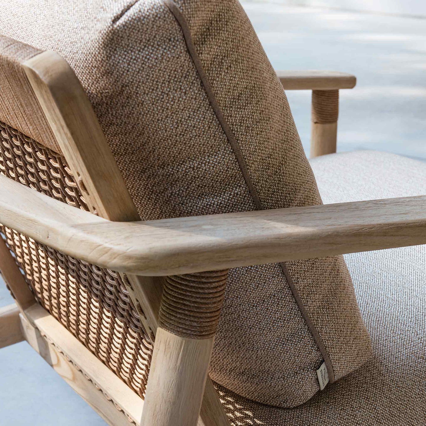 DAVID - Teak garden lounge chair with armrests