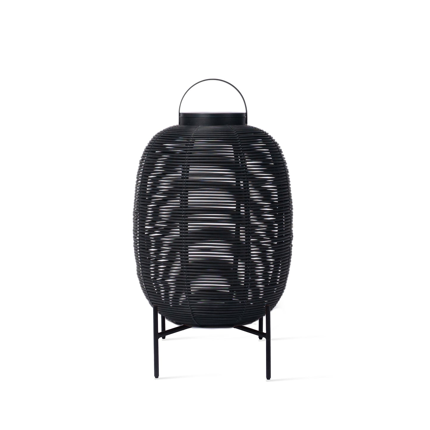 Solar powered wicker lantern with Steel Base TIKA by Vincent Sheppard #Black