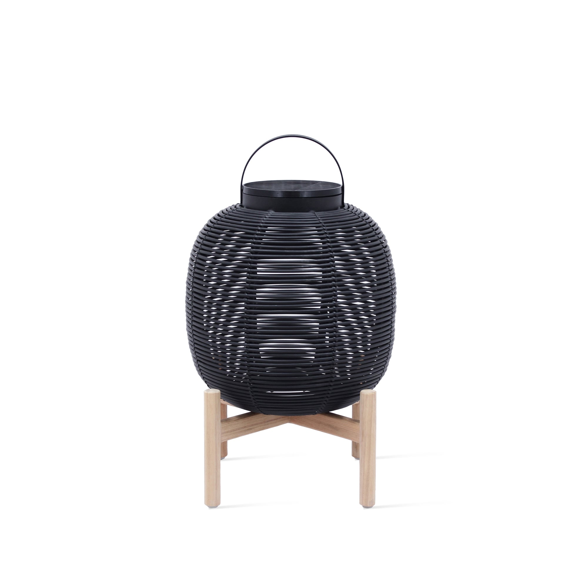 Solar Powered Wicker Lantern with Teak Base Tika by Vincent Sheppard #Ø35 x H59