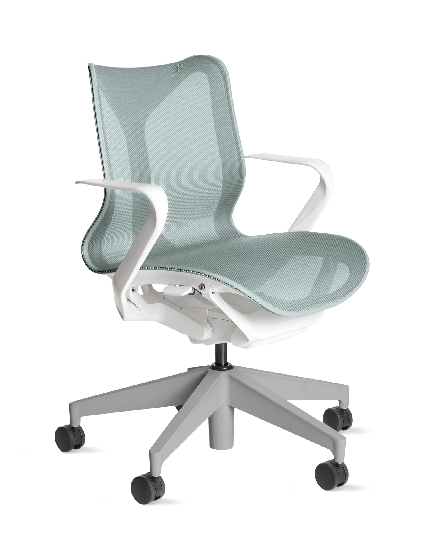 Cosm - Ergonomic Office Chair With Low Back by Herman Miller #Fixed Arm/Studio White / Glacier/2.5-inch Carpet Caster