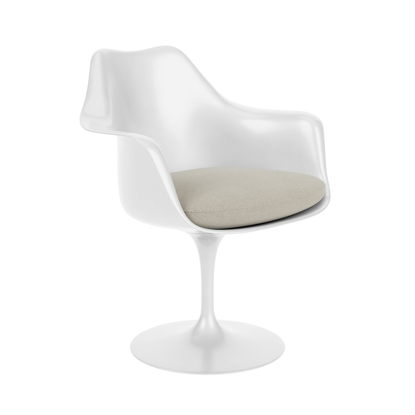 Saarinen Tulip - Armchair with fabric seat cushion by Knoll #White