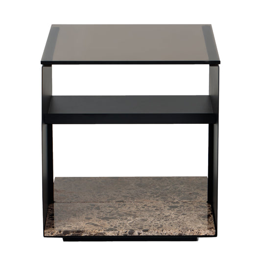 Expose side table, small, brown glass - Emperador marble
