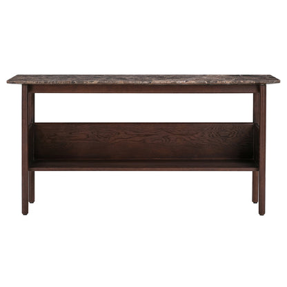 Collect console side table, low, dark brown - Emperador marble