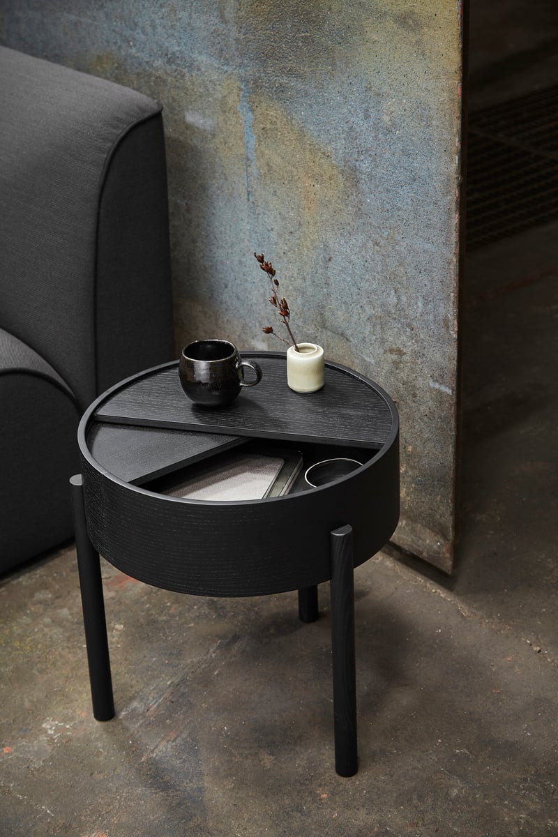 Arc side table, black painted ash