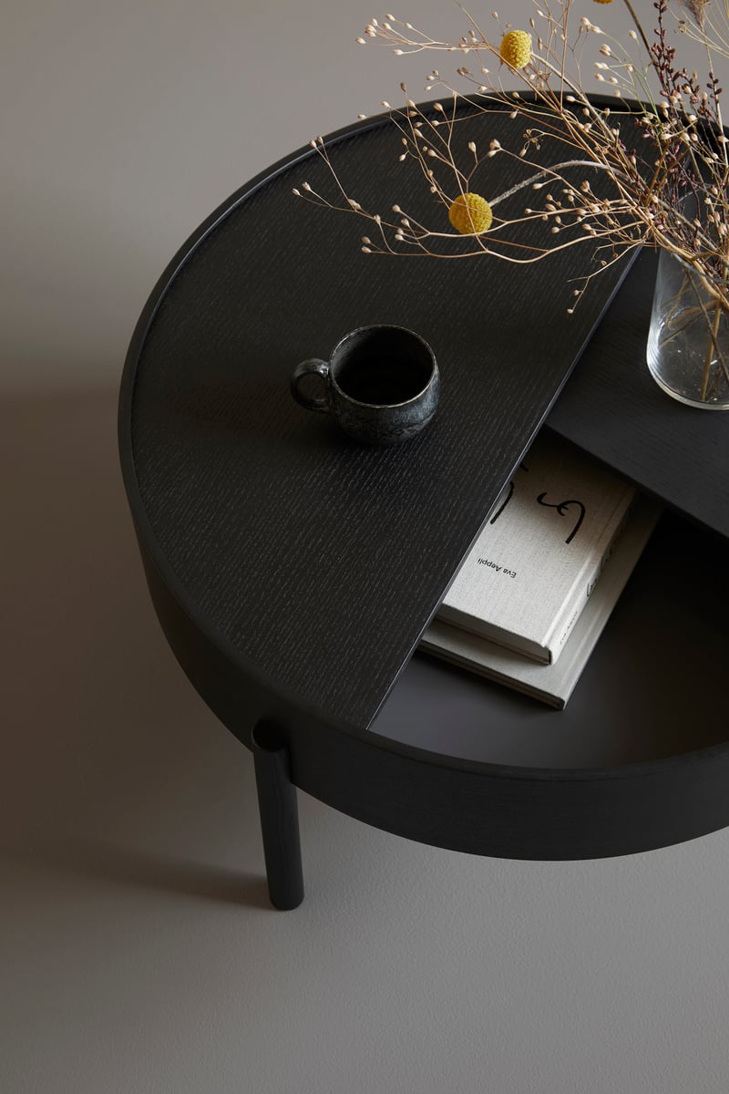 Arc coffee table 66 cm, black painted ash