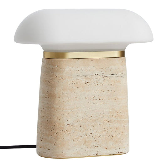 Nova table lamp by Woud #ivory travertine - opal glass #