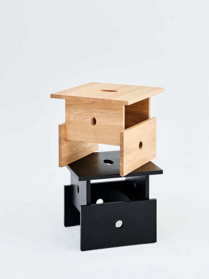 Wood Box coffee table, black lacquered oak