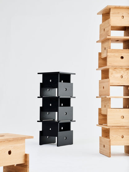 Wood Box coffee table, black lacquered oak