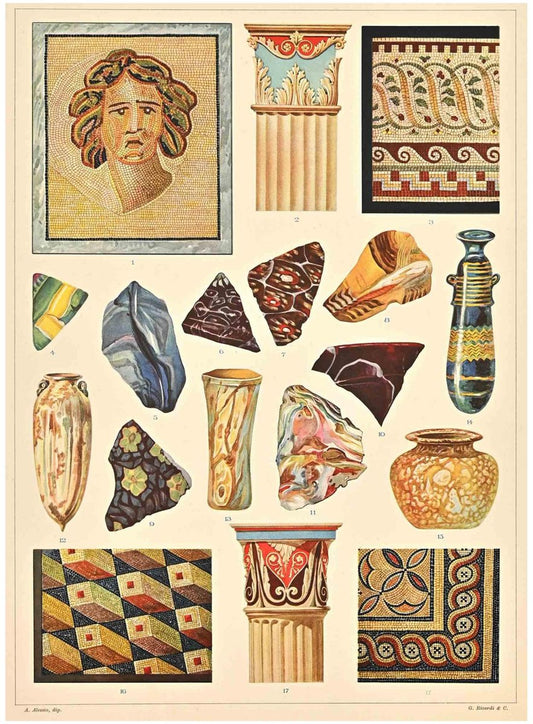 A. Alessio, Decorative Motifs, Roman, Chromolithograph, Early 20th Century