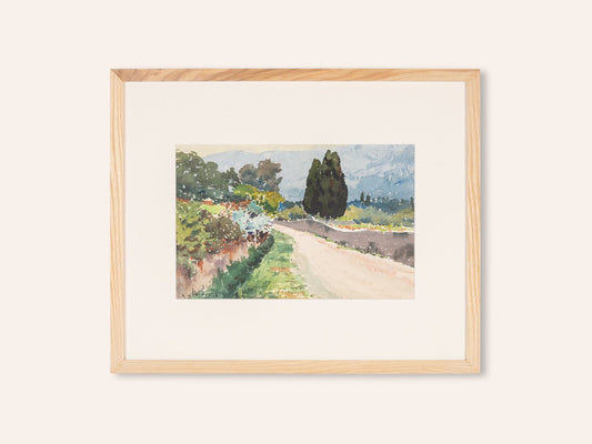 A. Chardeyron, Pines in the Field, 1928, Watercolor on Paper, Framed