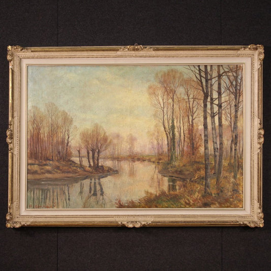 A. Corradi, Landscape, 1950, Oil on Canvas, Framed