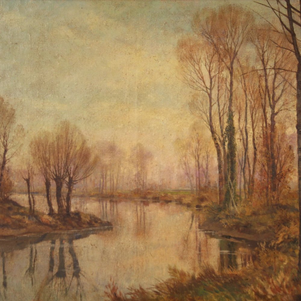 A. Corradi, Landscape, 1950, Oil on Canvas, Framed