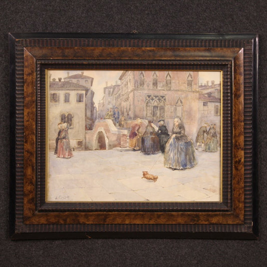 A. Corsetti, View of Venice, 1950, Framed