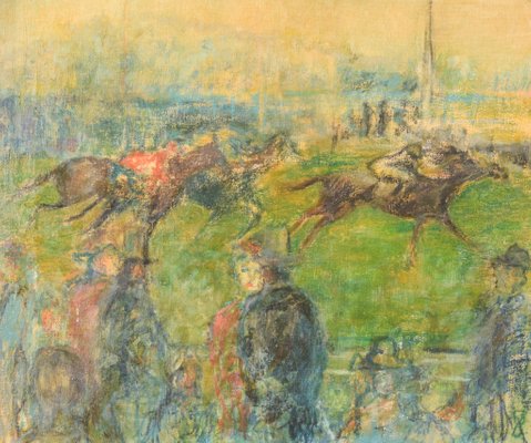 A Day at the Races, 20th Century, Oil on Canvas-AOI-1106920