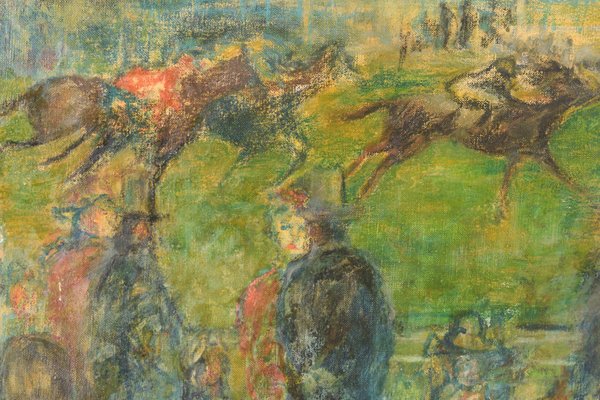 A Day at the Races, 20th Century, Oil on Canvas-AOI-1106920