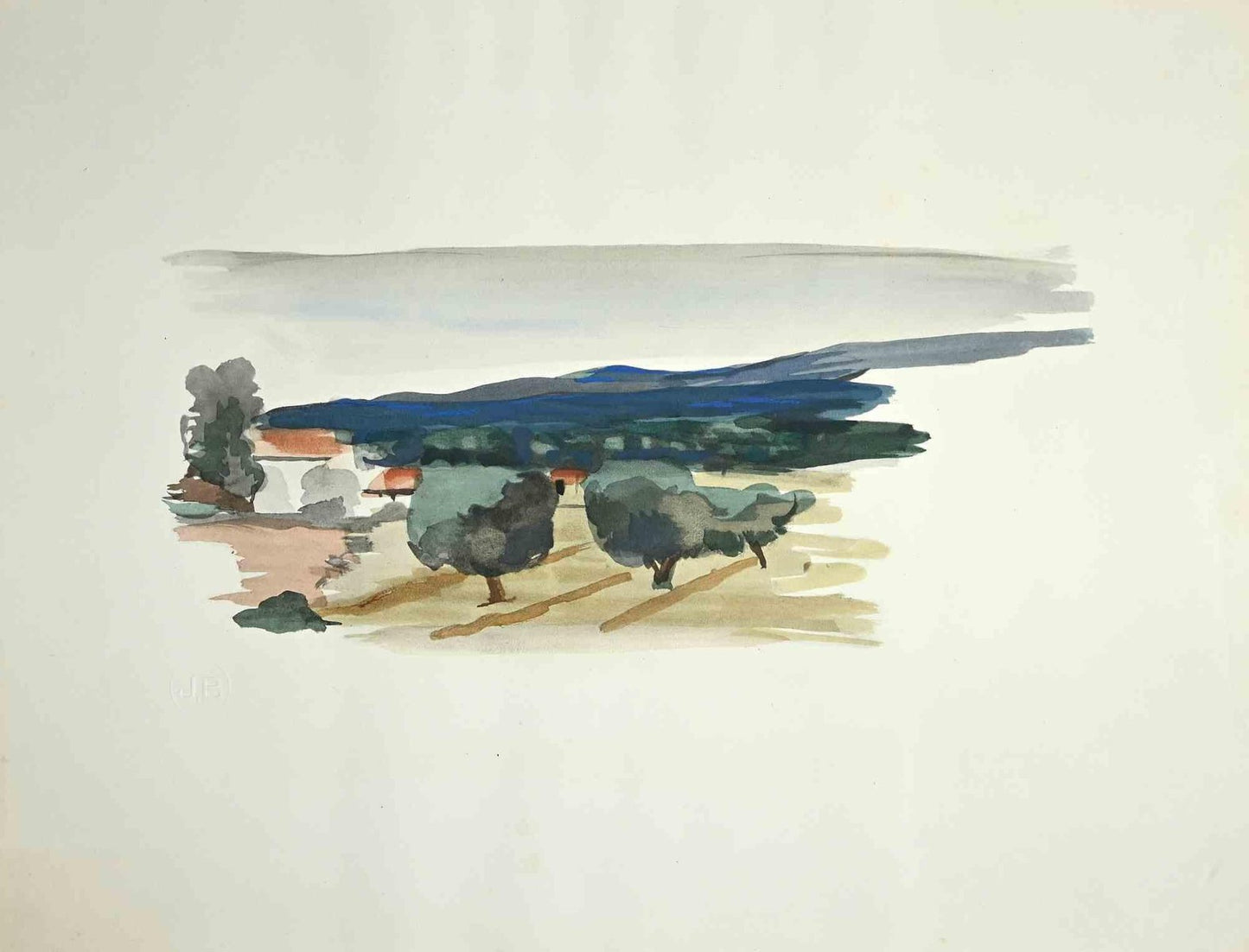 A. Derain, The Landscape, Drawing in Watercolor on Paper, 1933