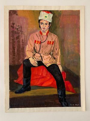 A Le Brun, Man in Traditional Soviet Costume, 1960s, Gouache on Paper-QKG-1363727