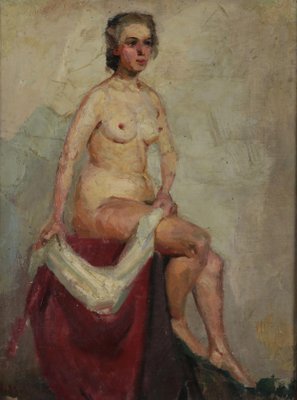 A Misurev, Nude, 20th Century, Oil on Canvas, Framed-WMV-1129934