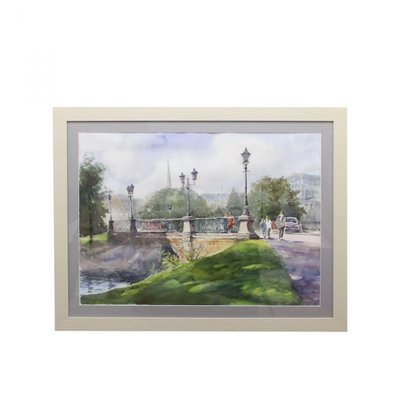 A.Neberekutin, Riga Bridge, 2015, Watercolor, Framed-WMV-1129518