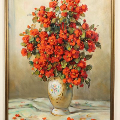 A. Paolo, Graziani Flower Arrangement, 20th Century, Oil on Canvas-VMM-2022008