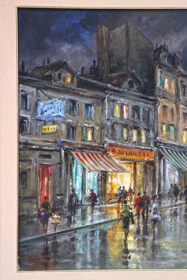 A Rainy Night in Montmartre, 20th Century, Oil Painting-TQA-2027476