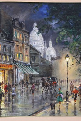 A Rainy Night in Montmartre, 20th Century, Oil Painting-TQA-2027476