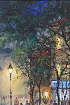 A Rainy Night in Montmartre, 20th Century, Oil Painting-TQA-2027476