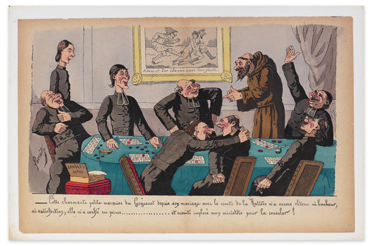 A Satirical Scene - Original Lithograph by E. Lavrate - 1860s 1860s