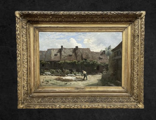 À.Ségé, Farmyard, 1800s, Oil on Canvas, Framed-XMH-1764427