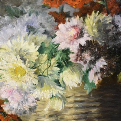 A. Sornay, Chrysanthemums and Daisies, Oil on Canvas, 19th Century, Framed-YVI-1768943