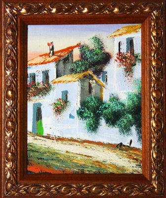 A Street in Spanish Village, Oil on Canvas, Framed-ZYI-1338368