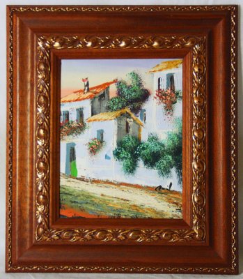 A Street in Spanish Village, Oil on Canvas, Framed-ZYI-1338368