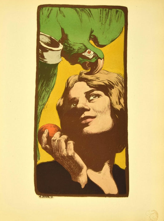 A. Yank, The Woman With the Parrot from L'estampe Moderne, Lithograph, 1898